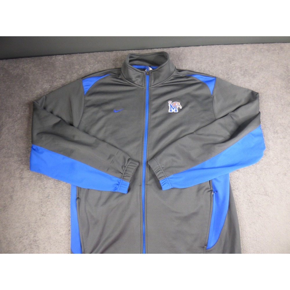 Memphis Tigers Nike Dri-FIT Track Jacket Mens XL Gray Blue Full Zip Athletic